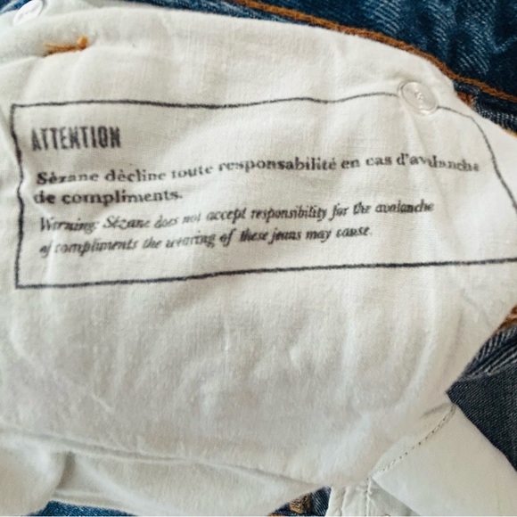 Sezane Brut Sexy Jeans 27 High Rise Straight Leg Button Fly Blue Designer Women - Picture 10 of 12